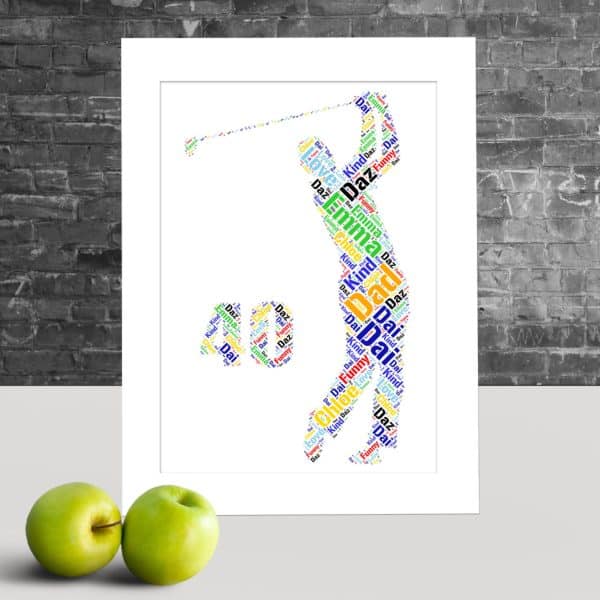 Personalised Golf 40th word art print