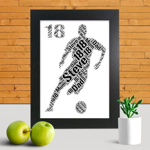 Personalised Footballer 18th Word Art gift