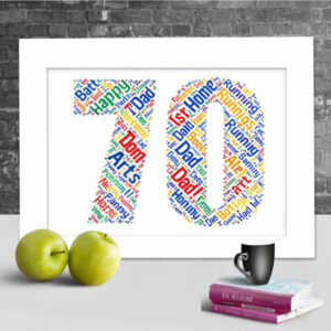 Personalised 70th Anniversary Word Art Print